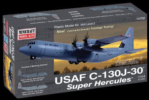 Minicraft Model Aircraft 1/144 C130J30 Super Hercules USAF Aircraft Kit