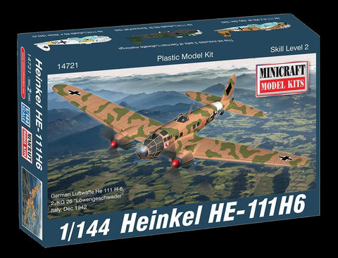 Minicraft Model Aircraft 1/144 Heinkel He111H6 Luftwaffe Bomber Kit