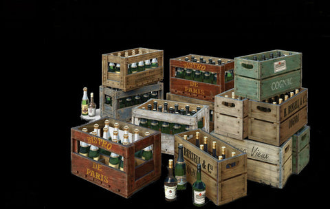 MiniArt Miltary 1/35 Champagne & Cognac Bottles w/Crates Kit