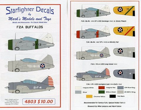 Starfighter Decals 1/48 F2A Buffalos for TAM & SHY