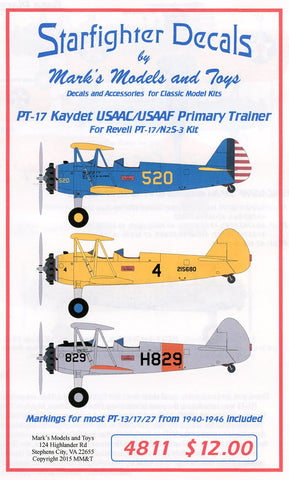 Starfighter Decals 1/48 PT17 Kaydet USAAC/USAAF Primary Trainer 1940-46 for RMX