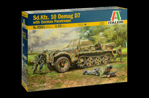 Italeri Military 1/35 SdKfz 10 Demag D7 Halftrack w/German Paratroopers (4) Kit