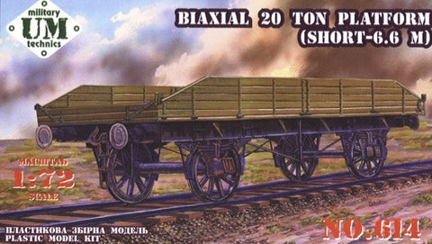 Unimodel Military 1/72 Biaxial 6.6m short 20-Ton Platform Railcar Kit