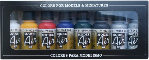 Vallejo Acrylic 17ml Bottle Basic Model Air Paint Set (8 Colors