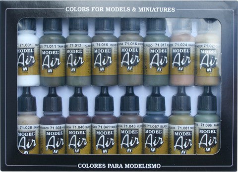 Vallejo Acrylic 17ml  Bottle German/Allied WWII Model Air Paint Set (16 Colors)