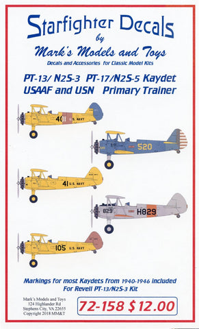 tarfighter Decals 1/72 PT13/N2S3 PT17/N2S5 Kaydet USAAF & USN Primary Trainer for RVL