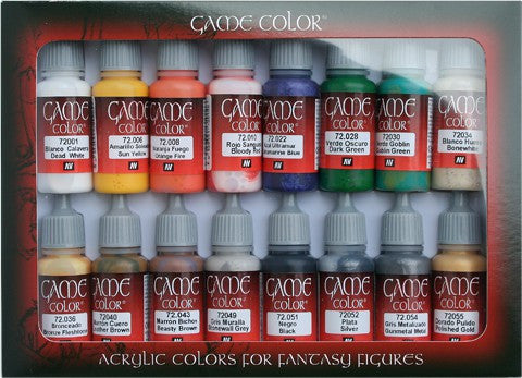 Vallejo Acrylic 17ml  Bottle Introduction Game Color Paint Set (16 Colors)