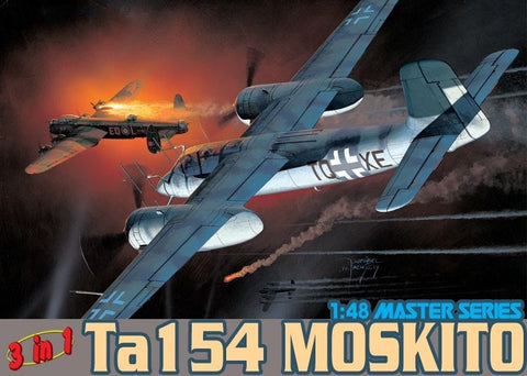 Dragon Models Aircraft 1/48 Focke Wulf Ta154 Moskito Aircraft (3 in 1) Kit (Re-Issue)