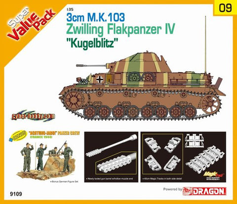 Cyber-Hobby Military 1/35 3cm Mk 103 Zwilling FlakPz IV Kugelblitz Tank w/Crew Kit