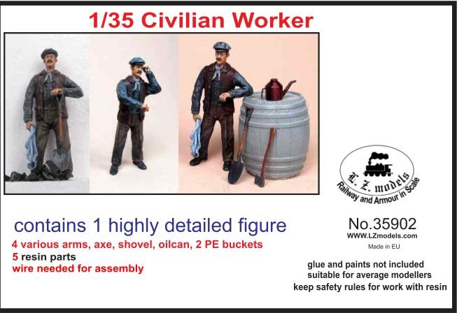 LZ Models 1/35 Civilian Worker w/Accessories (Resin) Kit