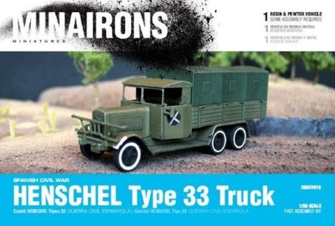 Minairons Miniatures 1/56 Spanish Civil War: Henschel Type 33 Truck (1) (Resin) Kit