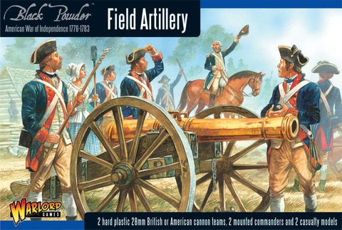 Warlord Games 28mm Black Powder: Field Artillery 1776-1783 (2 Mtd Figs, 2 Casualty Figs, 2 Cannons) (Plastic) Kit