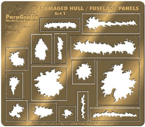Paragraphix Details Various Sizes Damaged Hull, Fuselage Panels Photo-Etch Set (15 different)
