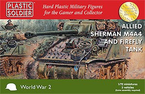 Plastic Soldier 1/72 WWII Allied M4A4 Sherman/ Firefly Tank (3) Kit