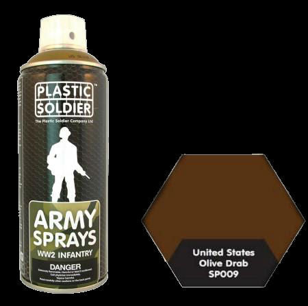 Plastic Soldier 400ml Acrylic Spray Paint: WWII Infantry US Olive Drab Kit