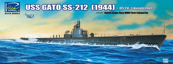 Riich Ship Models 1/200 WWII USS Gato SS212 Fleet Submarine 1944 w/OS2U3 Kingfisher Floatplane Kit
