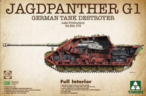 Takom 1/35 Jagdpanther G1 Late Production SdKfz 173 German tank Destroyer w/Full Interior (New Tool) Kit