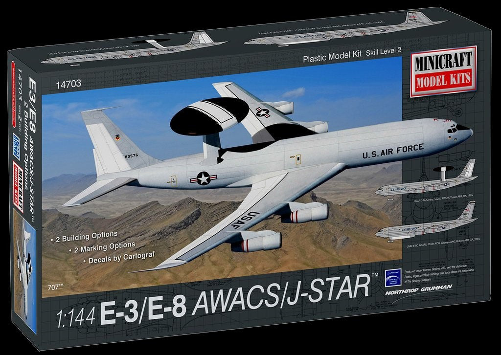 Minicraft Model Aircraft 1/144 E3 AWACS/E8 Joint Star Aircraft Kit