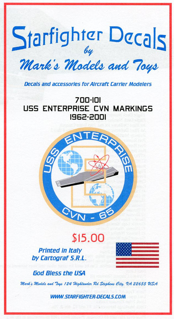 Starfighter Decals 1/700 USS Enterprise CVN65 Markings 1962-2001