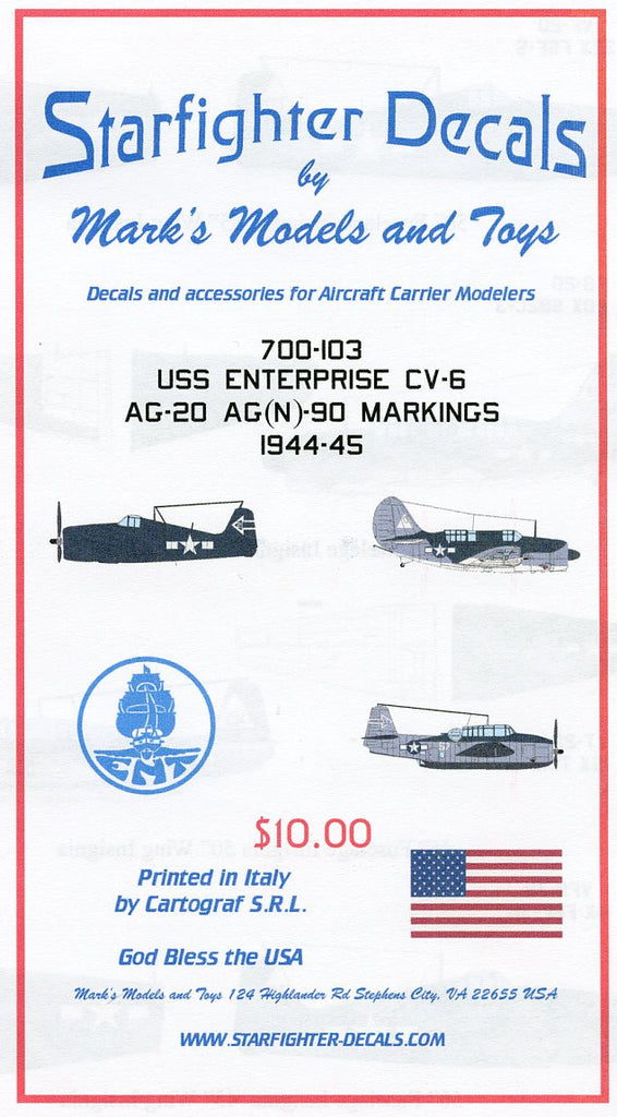 Starfighter Decals 1/700 USS Enterprise CV6 AG20/AG(N)90 1944-45