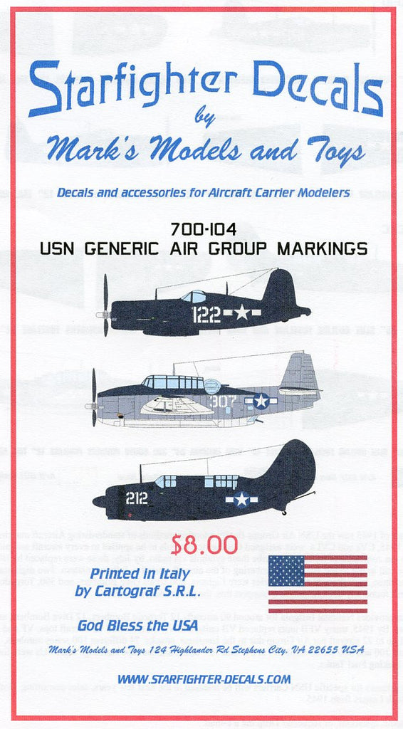 Starfighter Decals 1/700 USN Generic Air Group Markings 1944-45