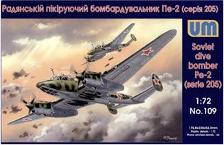 Unimodel Aircraft 1/72 Petlyakov Pe2 205 Series Soviet Dive Bomber Kit