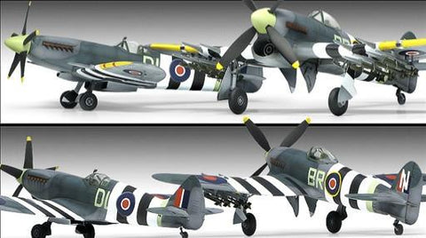 Academy Aircraft 1/72 Spitfire Mk XIVc & Typhoon Mk Ib Aircraft 70th Anniversary Normandy Ltd. Edition (2) Kits