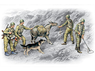 ICM Military 1/35 Soviet Sappers Soviet-Afghan War 1979-88 (4 Figs, Dog & Donkey) Kit