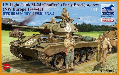 Bronco Military 1/35 US Light Tank M24 Chaffee Early Production Tank w/Crew NW Europe 1944-45 Kit