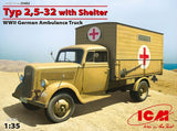 ICM Military 1/35 WWII German Type 2,5-32 Ambulance Truck w/Shelter Kit