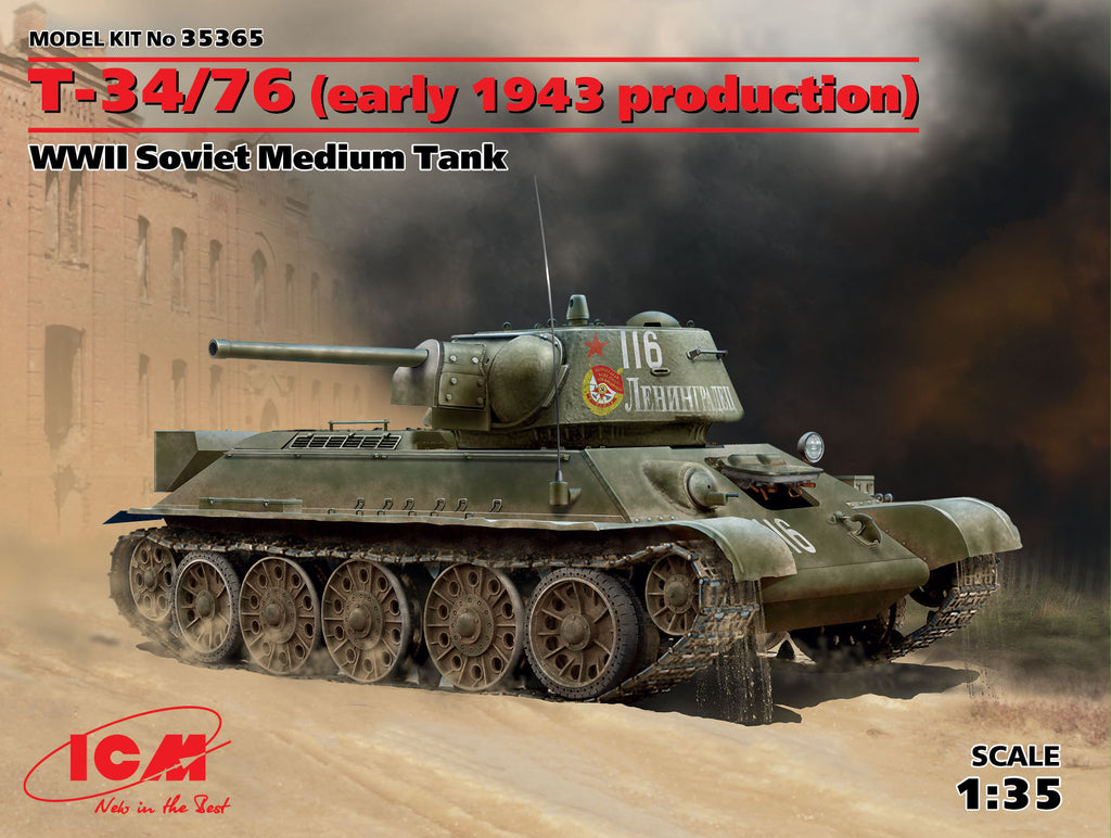 ICM Military 1/35 WWII Soviet T34/76 Early 1943 Production Medium Tank Kit