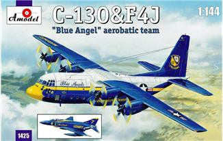 A Model From Russia 1/144 C130 Hercules & F4J Blue Angel Aerobatic Team Aircraft (2 Kits) Kit