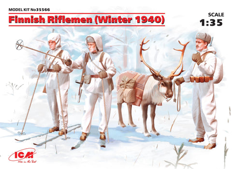ICM Military 1/35 Finnish Riflemen Winter 1940 (3 w/Reindeer)