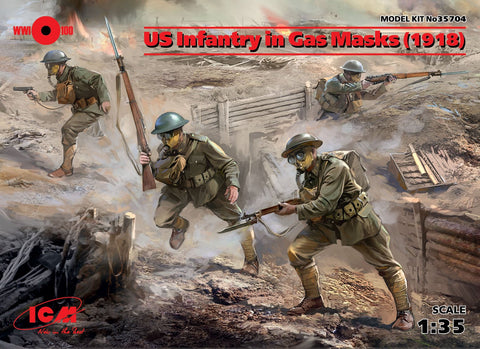 ICM Military 1/35 US Infantry in Gas Masks 1918 (4) Kit