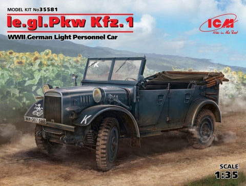 ICM Military 1/35 WWII German le.gl.Pkw Kfz1 Light Personnel Car (New Tool) Kit