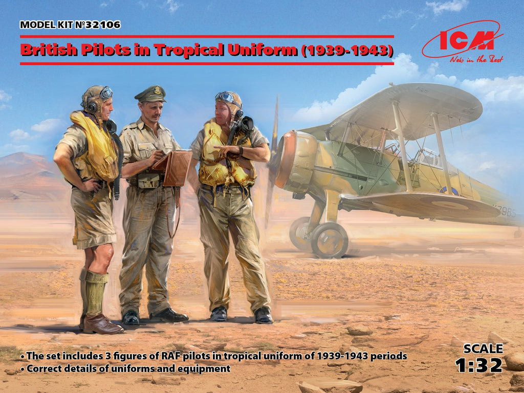 ICM Military 1/32 British Pilots in Tropical Uniform 1939-1943 (3) (New Tool) Kit