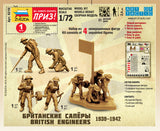 Zvezda Military 1/72 WWII British Engineers 1939-42 (4) Snap Kit