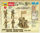 Zvezda Military 1/72 WWII British Recon Team (4) Snap Kit