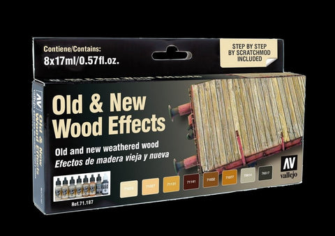 Vallejo Acrylic 17ml  Bottle Old & New Wood Effects Model Air Paint Set (8 Colors)