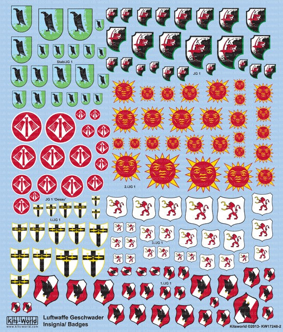 Warbird Decals Multi-Scale 1/72, 1/48 Luftwaffe Fighter Unit Emblems Pt.1