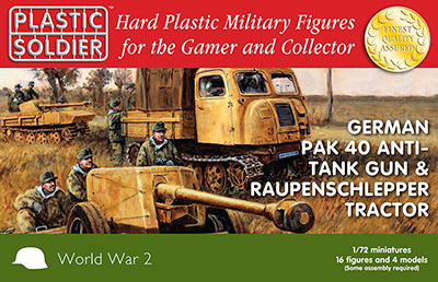 Plastic Soldier 1/72 WWII German Pak40 Anti-Tank Gun & Raupenschlepper Tractor (2ea) w/Crew (16) Kit