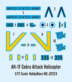 Hobby Boss Aircraft 1/72 AH-1F Cobra Attack Copter Kit