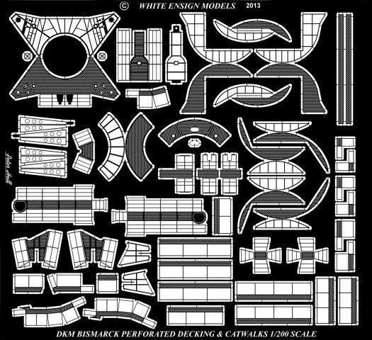 White Ensign Details 1/200 Bismarck Perforated Decking & Catwalks for TSM Detail Set