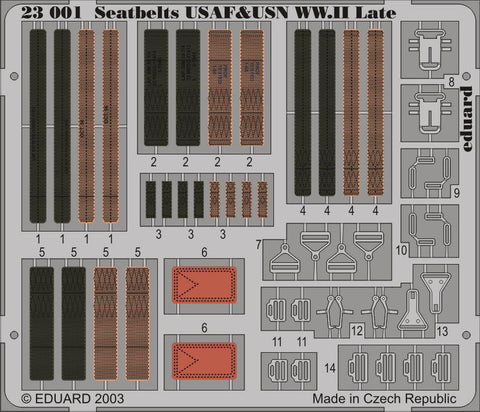 Eduard Details 1/24 Aircraft- Seatbelts USAF & USN WWII Late (Painted)
