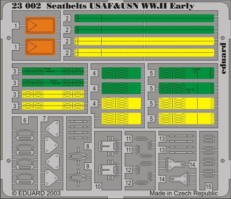 Eduard Details 1/24 Aircraft- Seatbelts USAF & USN WWII Early (Painted)