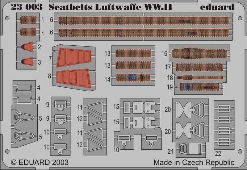 Eduard Details 1/24 Aircraft- Seatbelts Luftwaffe WWII (Painted)