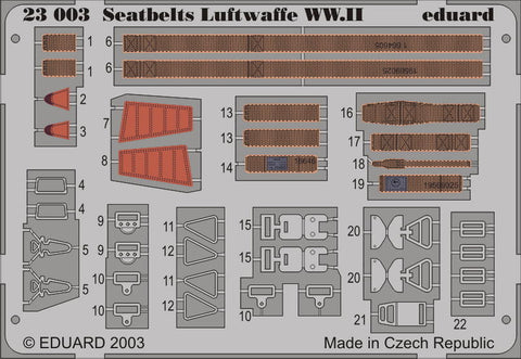 Eduard Details 1/24 Aircraft- Seatbelts Luftwaffe WWII (Painted)