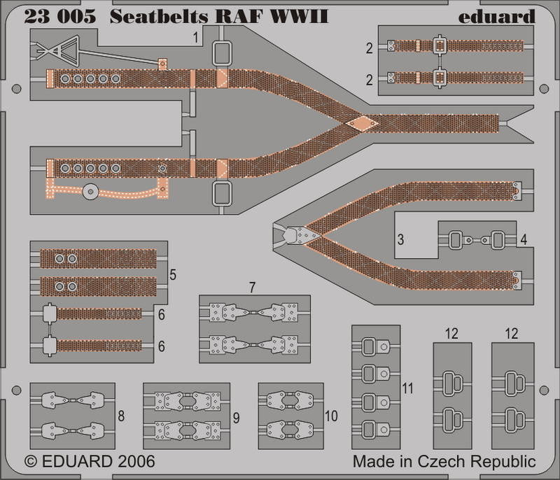 Eduard Details 1/24 Aircraft- Seatbelts RAF WWII (Painted)