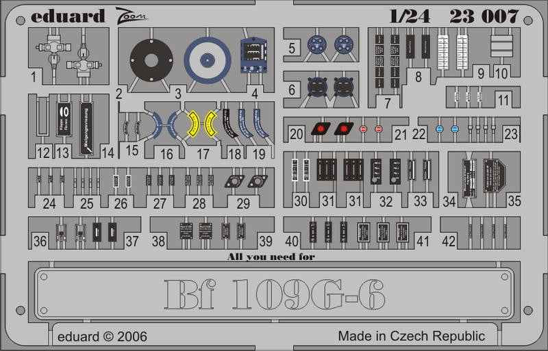 Eduard Details 1/24 Aircraft- Bf109G6 Placards for TSM (Painted)