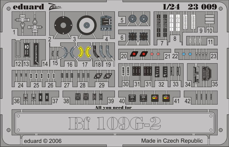 Eduard Details 1/24 Aircraft- Bf109G2 Placards for TSM (Painted Self Adhesive)